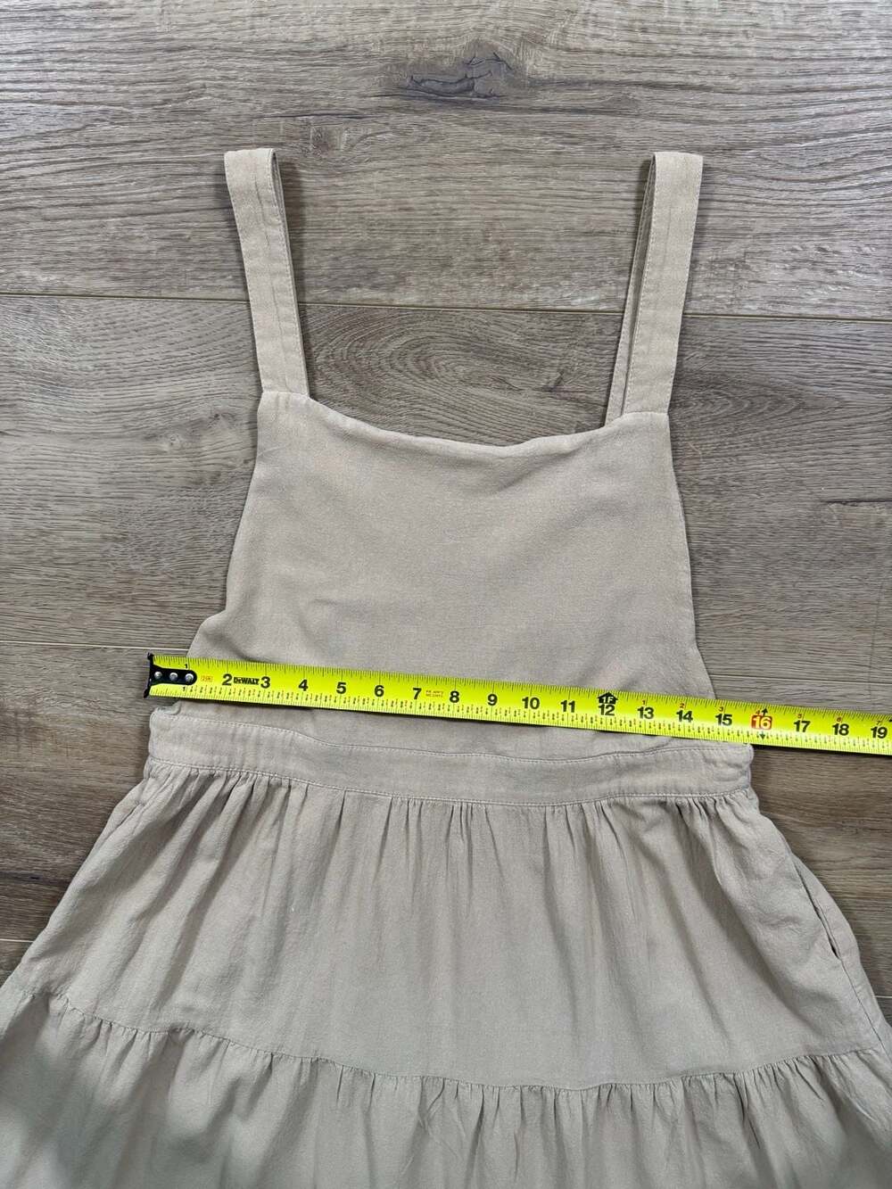 Polagram Beige Tiered Midi Pinafore Dress with Pockets - Picture 6 of 15
